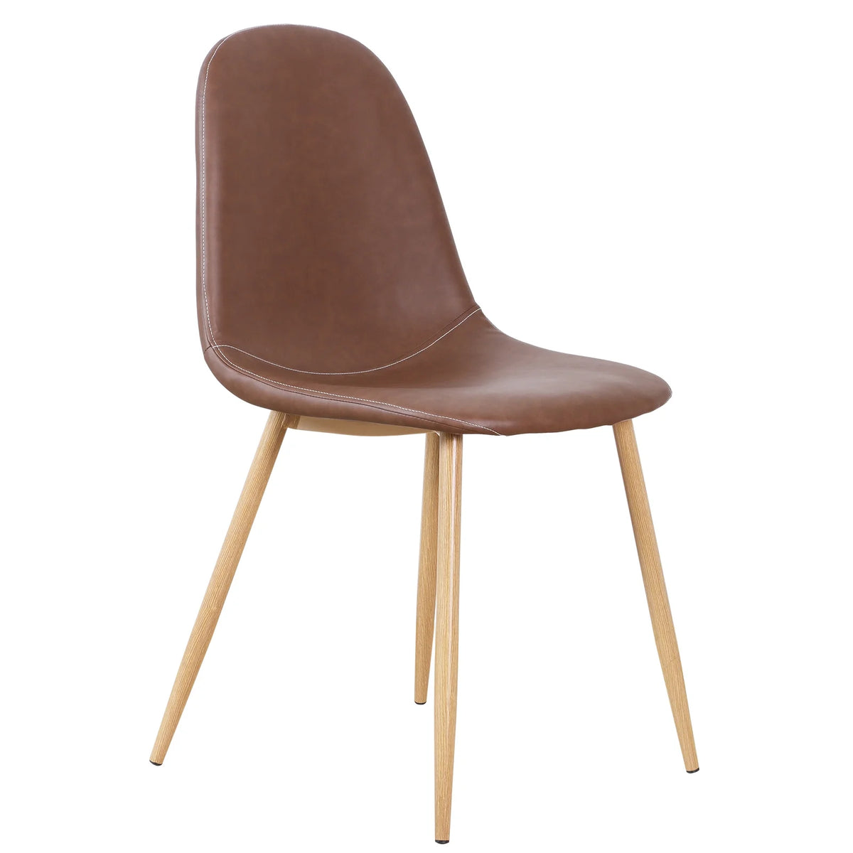 Brown PU Upholstered Dining Chair Set of 2 S2776