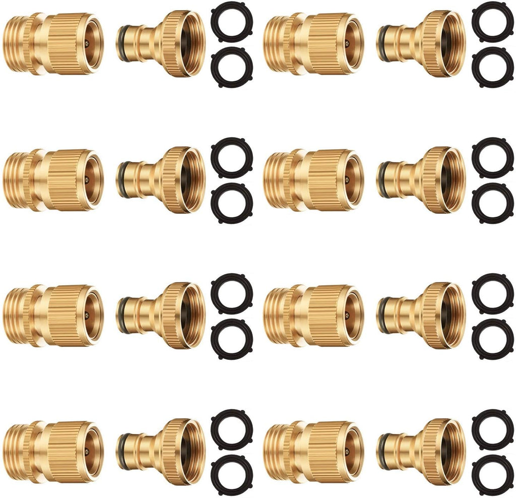 Solid Brass 3/4 inch GHT Garden Hose Quick Connector Set, Pack of 2 E4069