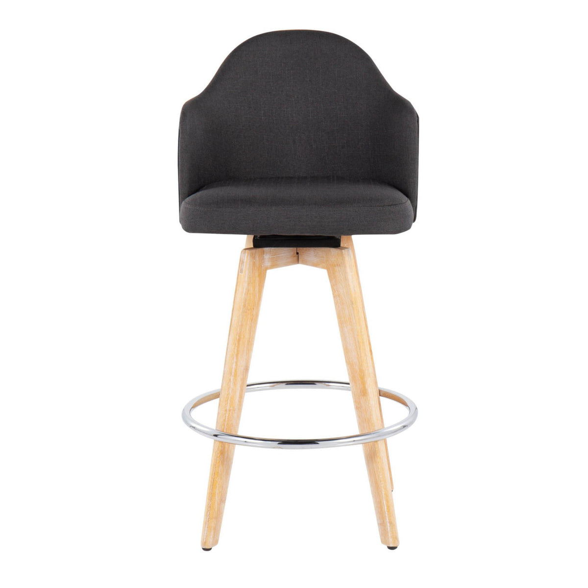 Charcoal Counter Stool with Natural Bamboo Legs and Chrome Metal Footrest M577