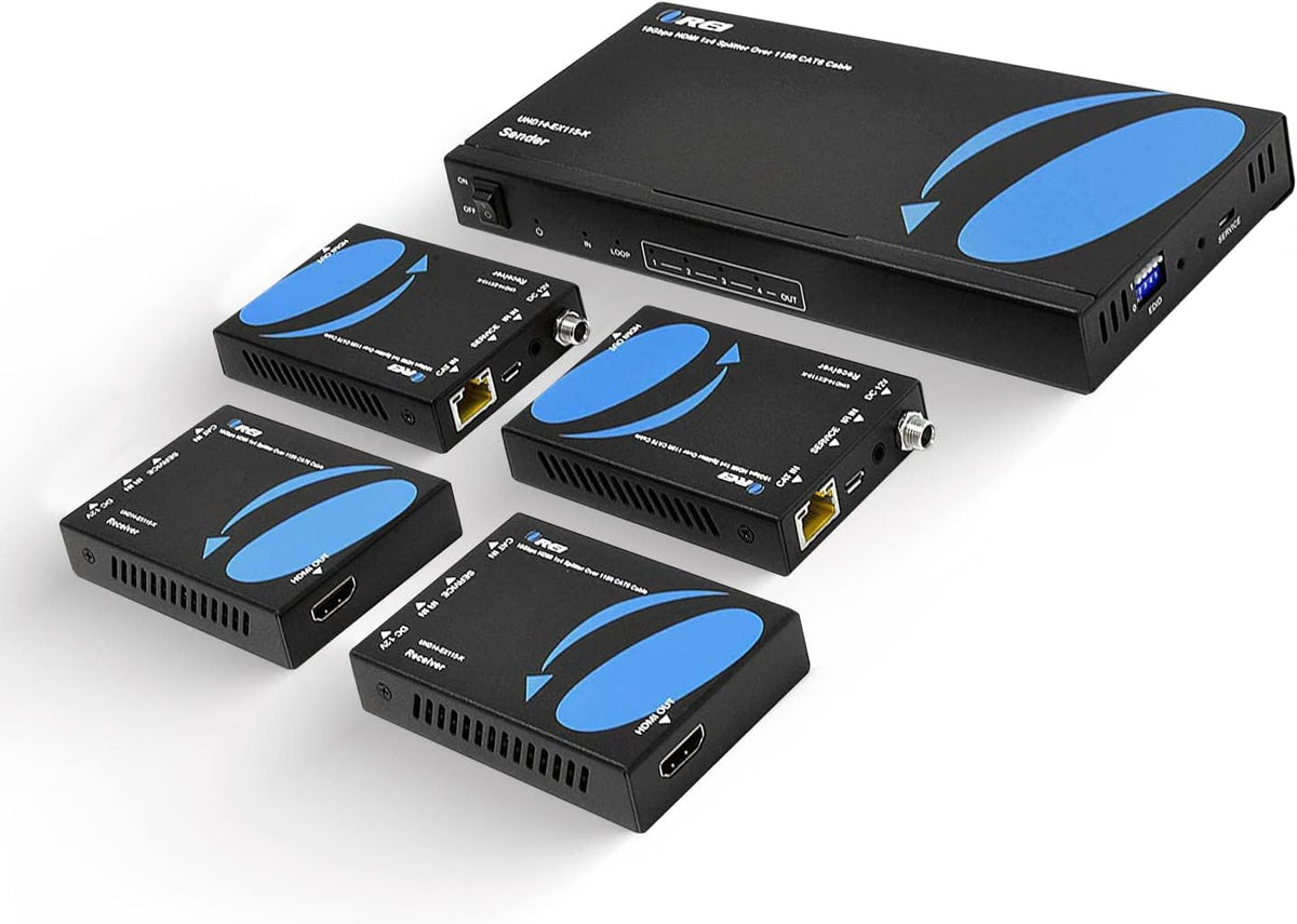 1x4 HDMI Extender Splitter 4K over Single Cable CAT6/7 4K@60Hz HDCP 2.2 with IR Remote EDID Management C9434