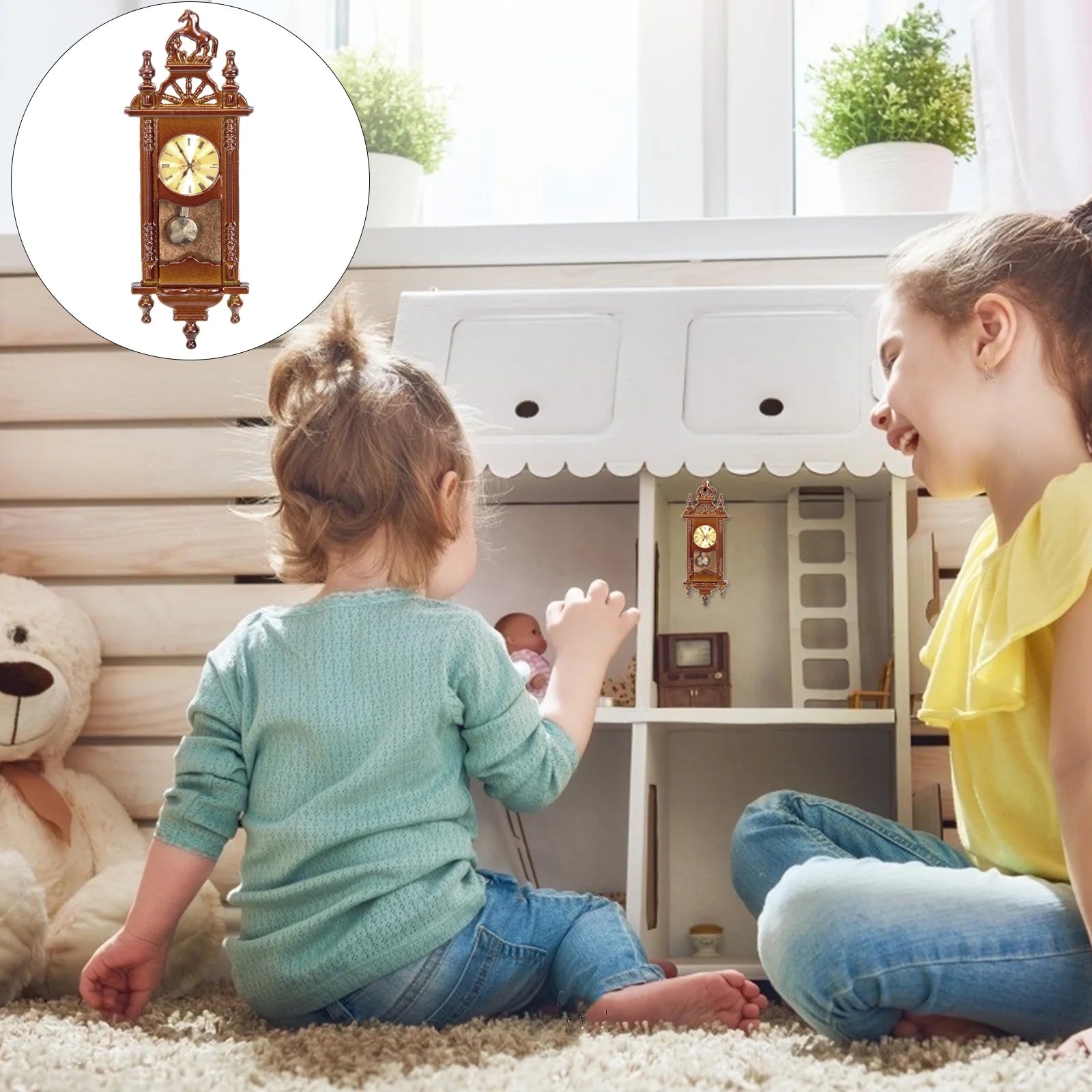 Metal Dollhouse Hanging Clock Toy Doll Furniture K213