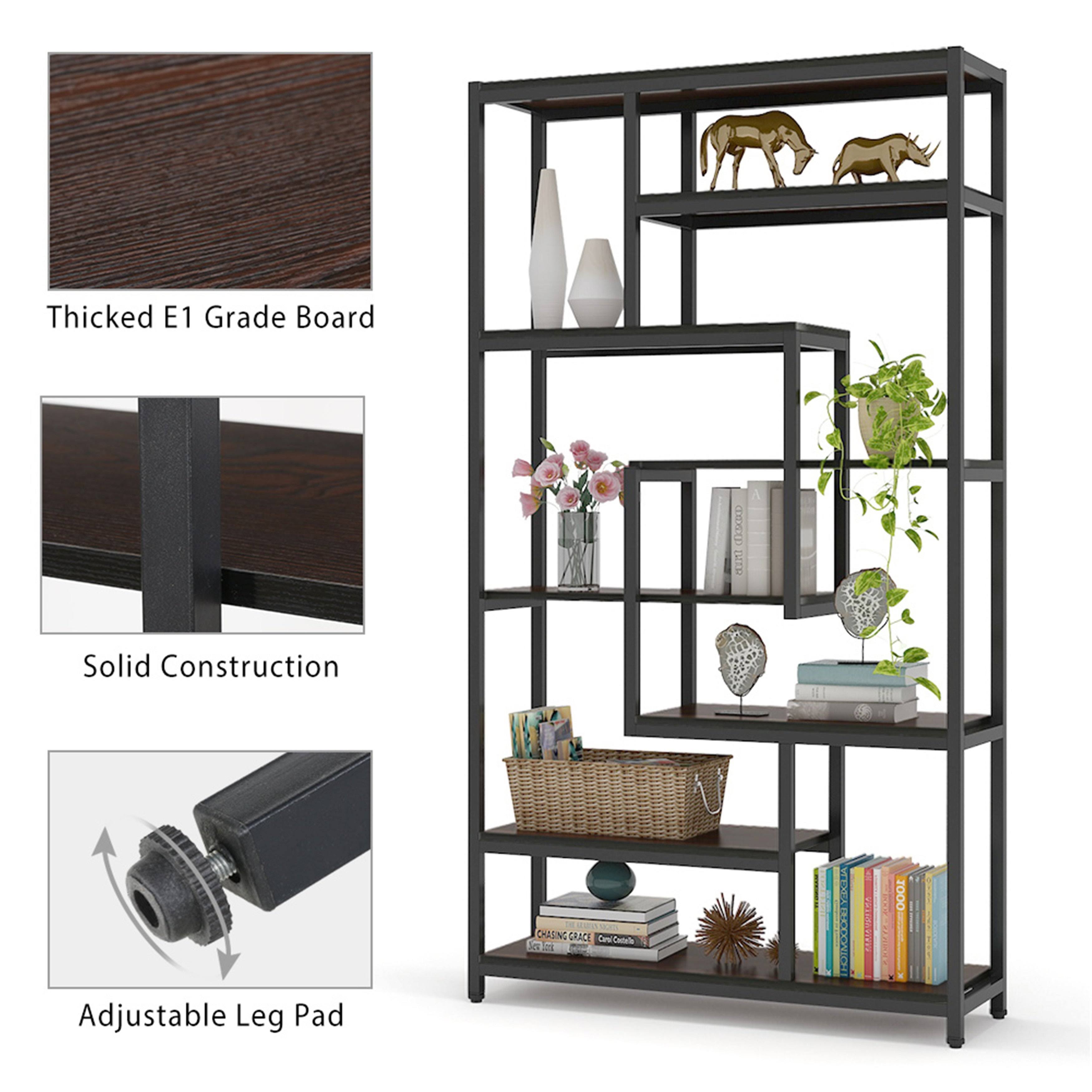 Black Staggered Bookshelf Etagere Bookcase P3268