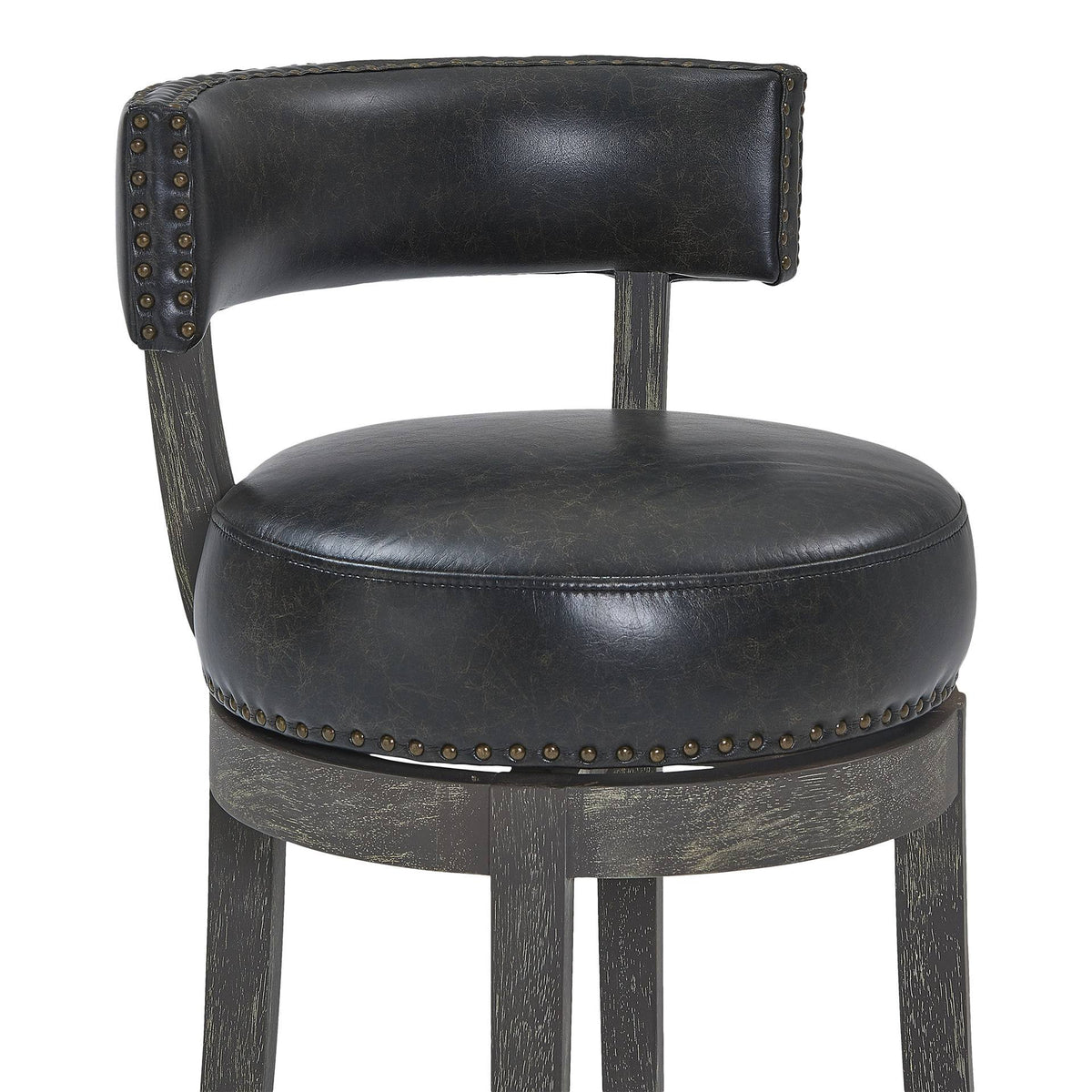 Onyx Faux Leather Wood Swivel Barstool Y54084