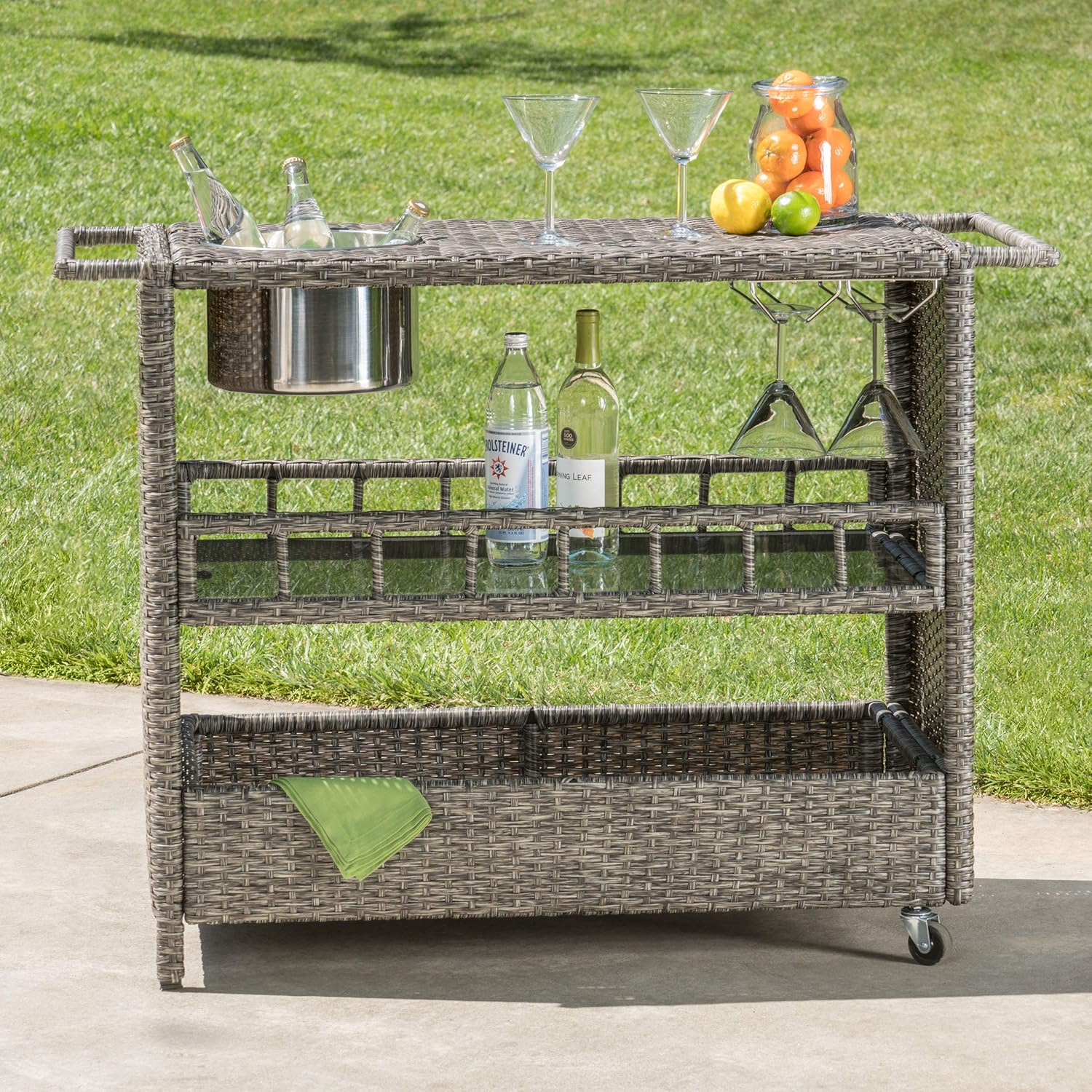 Mixed Black Outdoor Wicker Barcart R941