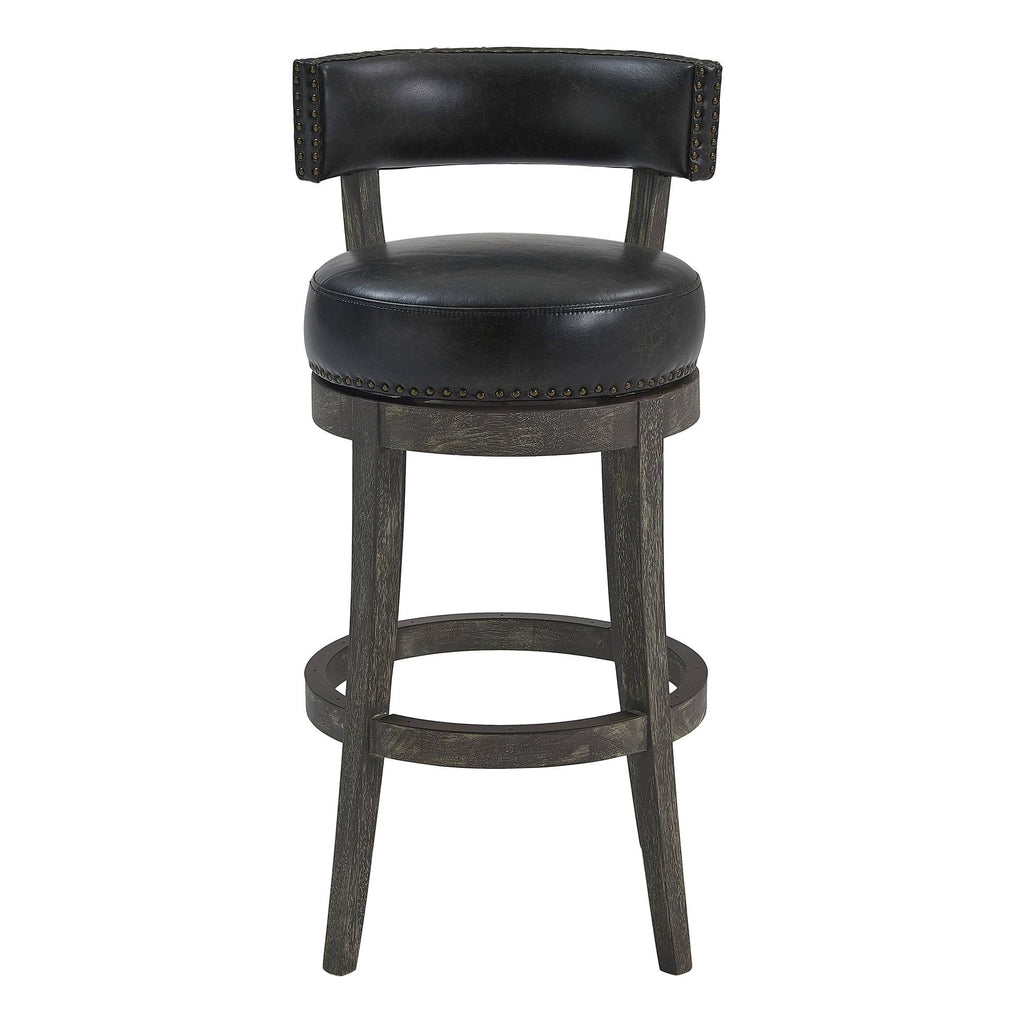 Onyx Faux Leather Wood Swivel Barstool Y54084
