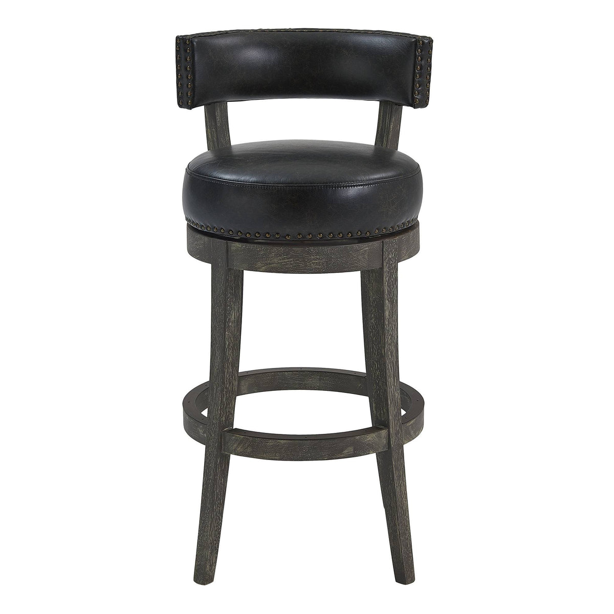 Onyx Faux Leather Wood Swivel Barstool Y54084