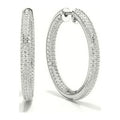 14K White Gold Round Hoop Earring N123