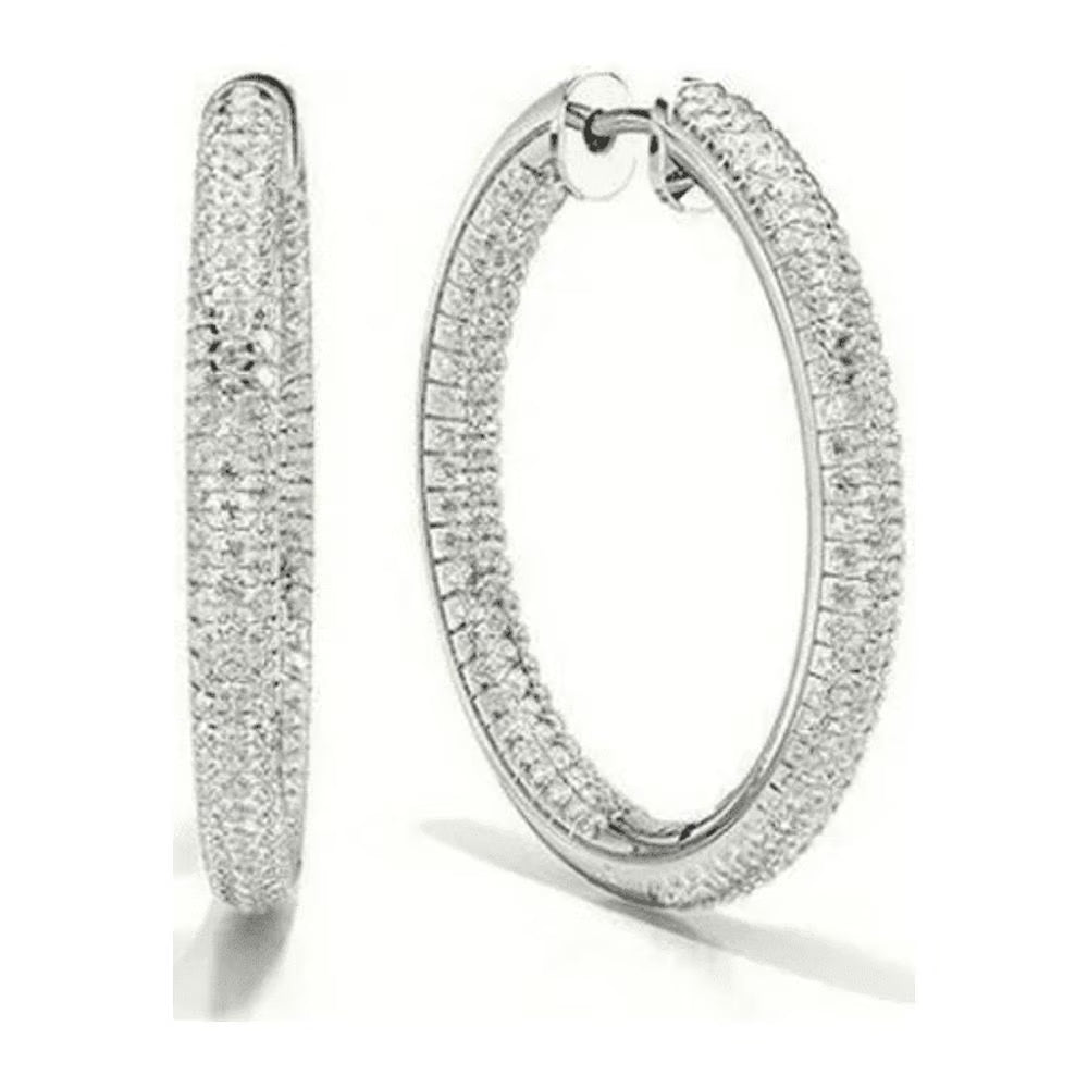 14K White Gold Round Hoop Earring N123