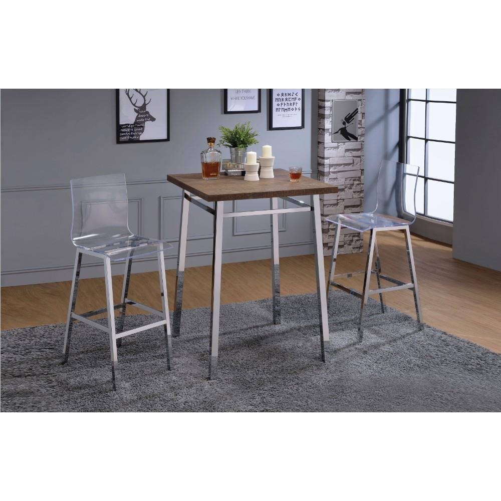 Square Wood and Metal Bar Table X532