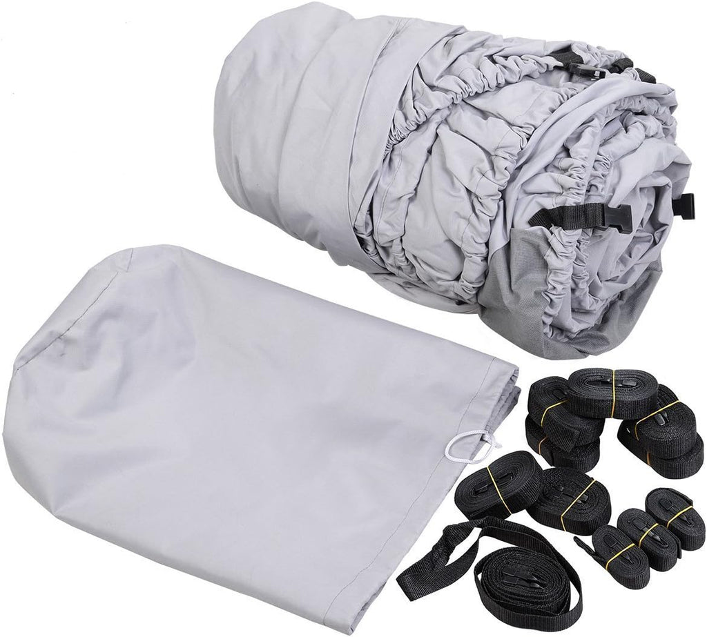 Grey 600D Oxford Fabric Waterproof Boat Cover with Carrying Bag C47117