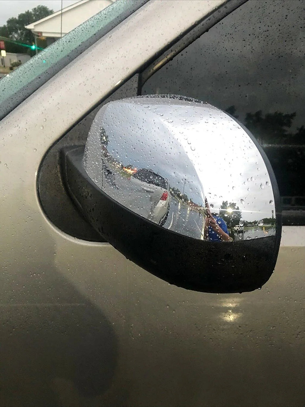 Pair Chrome Side View Upper Mirror Top Half Caps G221171