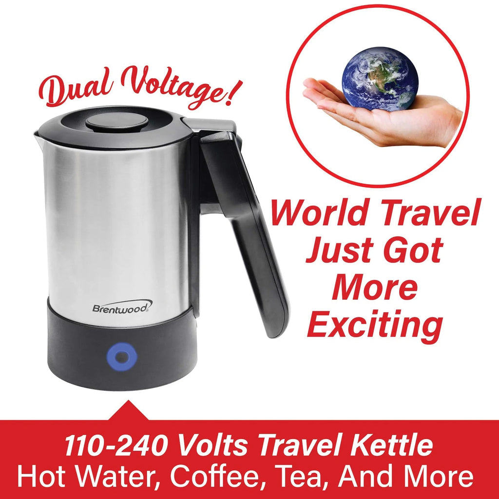 1000-Watt 20-Oz. Stainless Steel Electric Travel Kettle Q641804