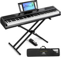 White Digital Piano 88 Weighted Keys with Stand, Bluetooth Connection, Portable Case, Sustain Pedal Z1875