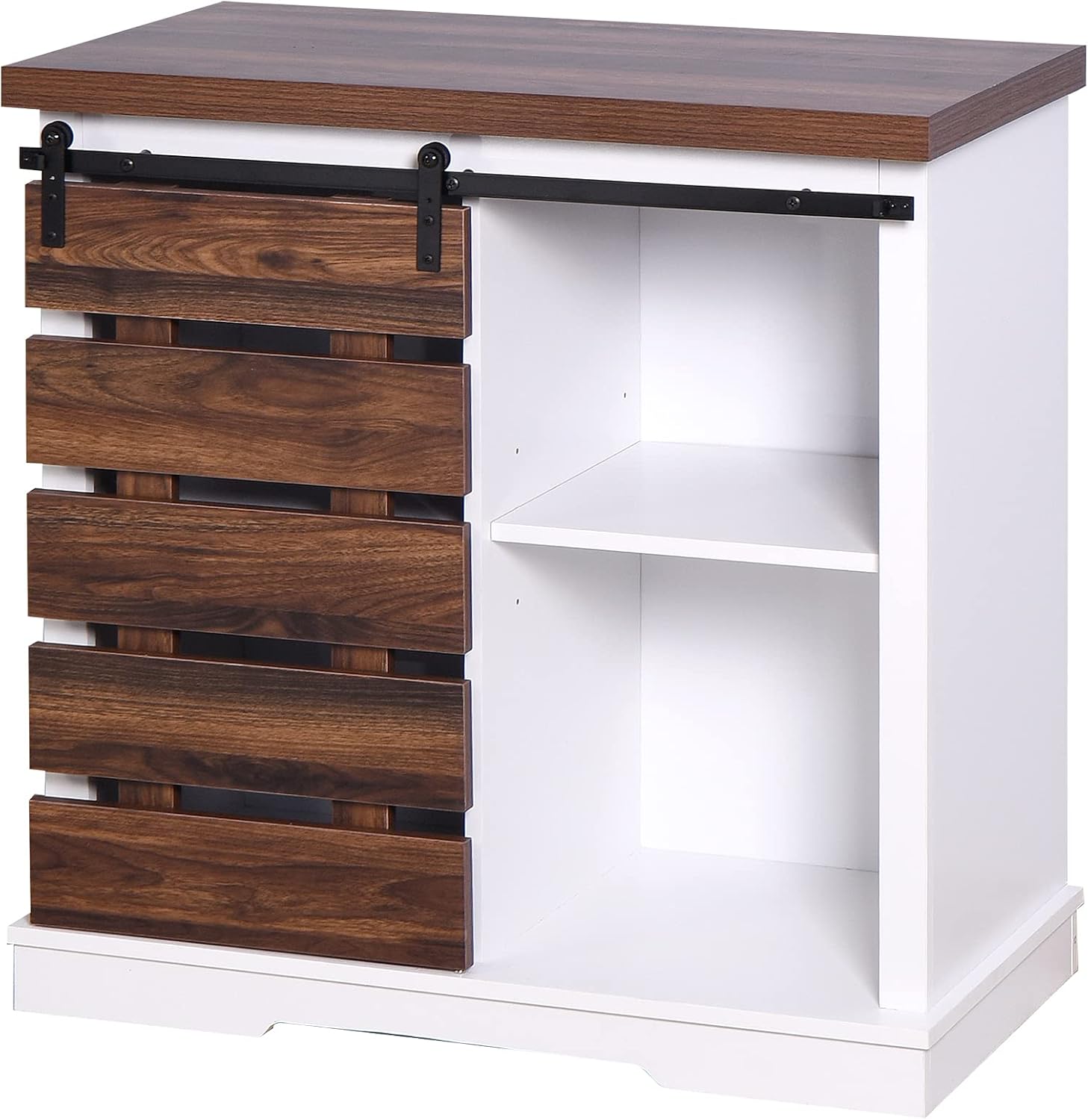 Wooden Storage Cabinet with Sliding Barn Door and Interior Shelves P4608