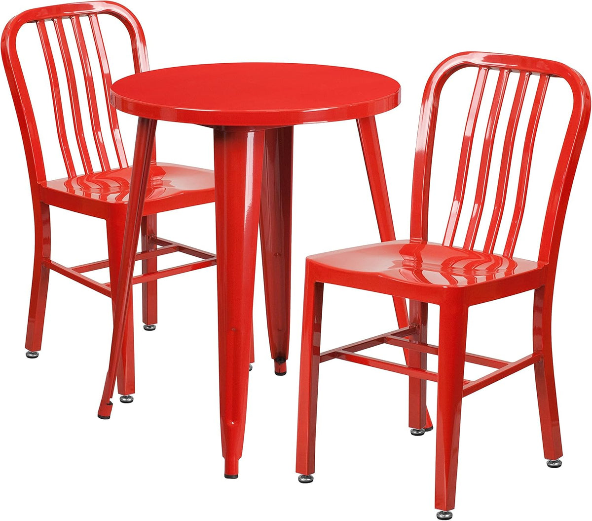 24'' Round Green Metal Indoor-Outdoor Table Set with 2 Chairs V6487