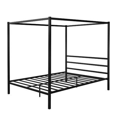 Queen White Metal Canopy Platform Bed B399