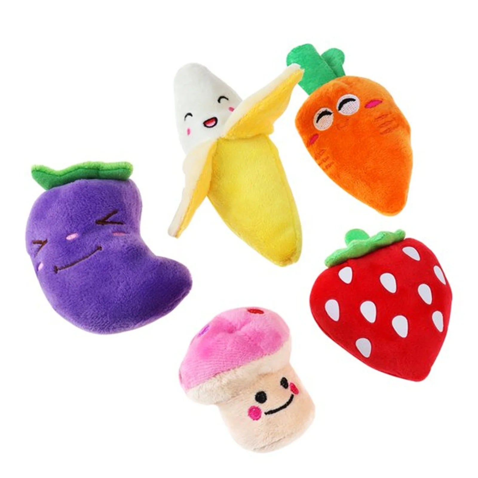 5 Pack Dog Squeaky Toys Plush Fruits Snacks and Vegetables Dog Toys J7977