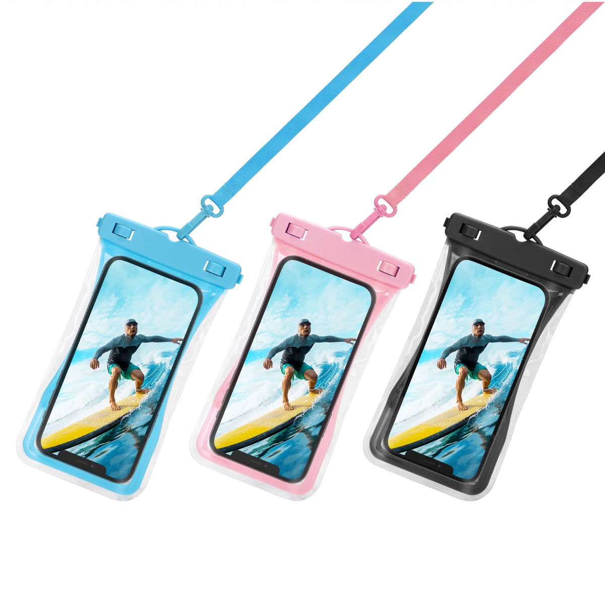 Waterproof Phone Pouch Dry Bag Case, Up To 7", 3 Cases, Mixed Colors V204342
