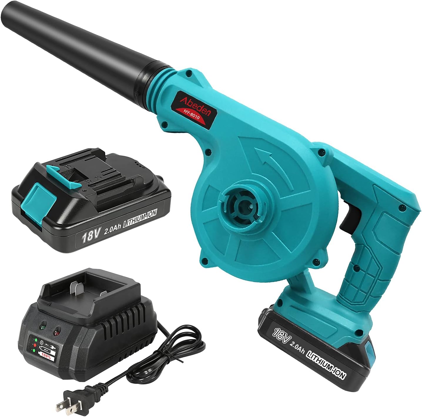 Cordless 2-in-1 Electric Handheld Leaf Blower with 2 Pack 18V 2.0 Ah Lithium Battery V468066