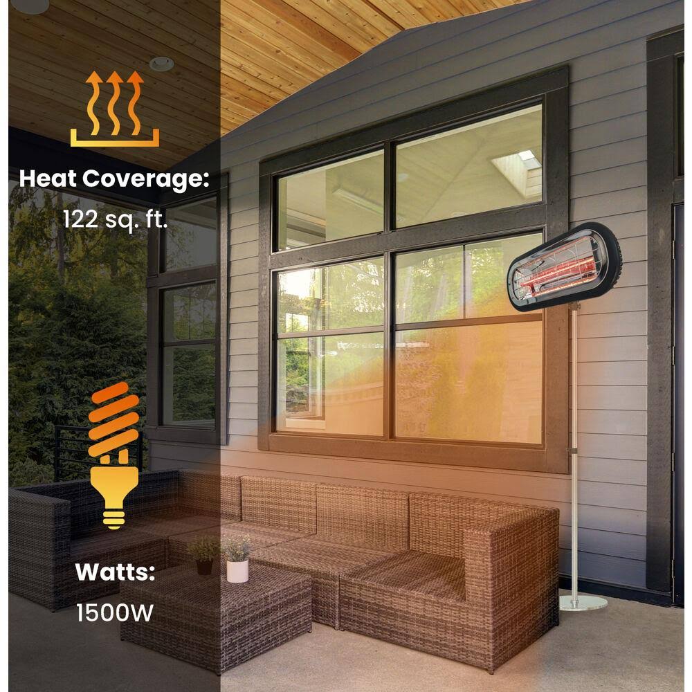 Black Halogen Infrared Electric Patio Heater S779