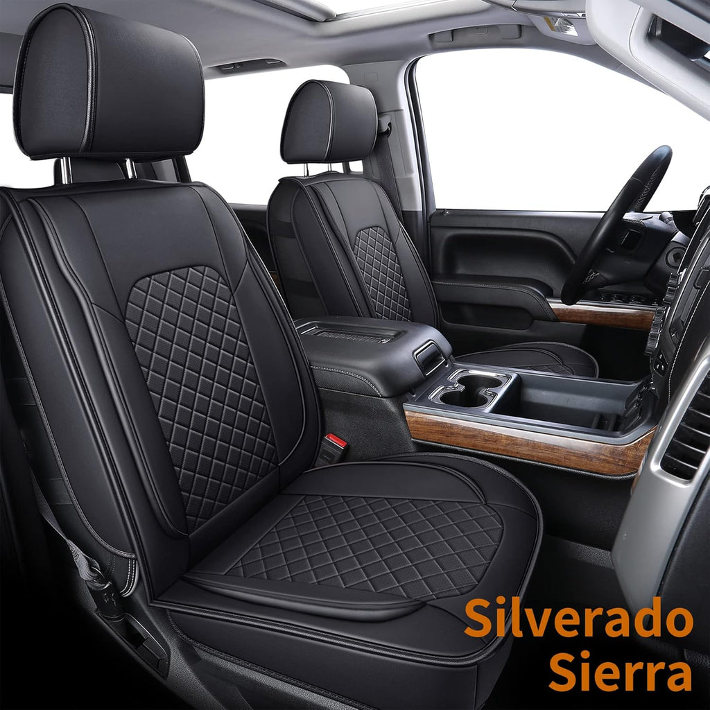 Black Faux Leather Seat Covers Front Set 2pcs S48404