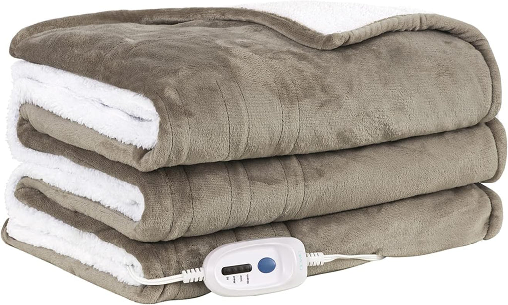 Blue 62 x 84 Electric Sherpa/Fleece Reversible Heating Blanket Throw Y2643