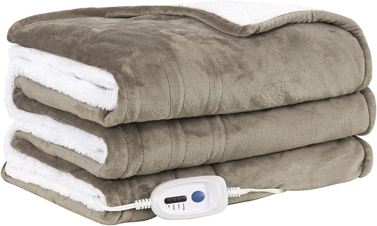 Blue 62 x 84 Electric Sherpa/Fleece Reversible Heating Blanket Throw Y2643