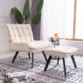 Beige Velvet Accent Chair with Ottoman H699033