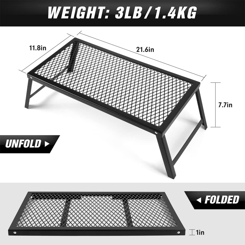 Black Steel Folding Campfire Grill with Legs R839