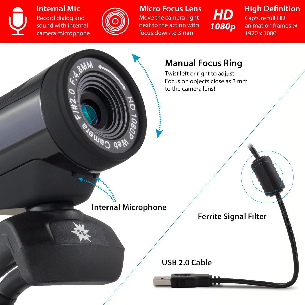 Stop Motion Animation Kit with Full HD 1080P Camera, Animation Software & Book H78304