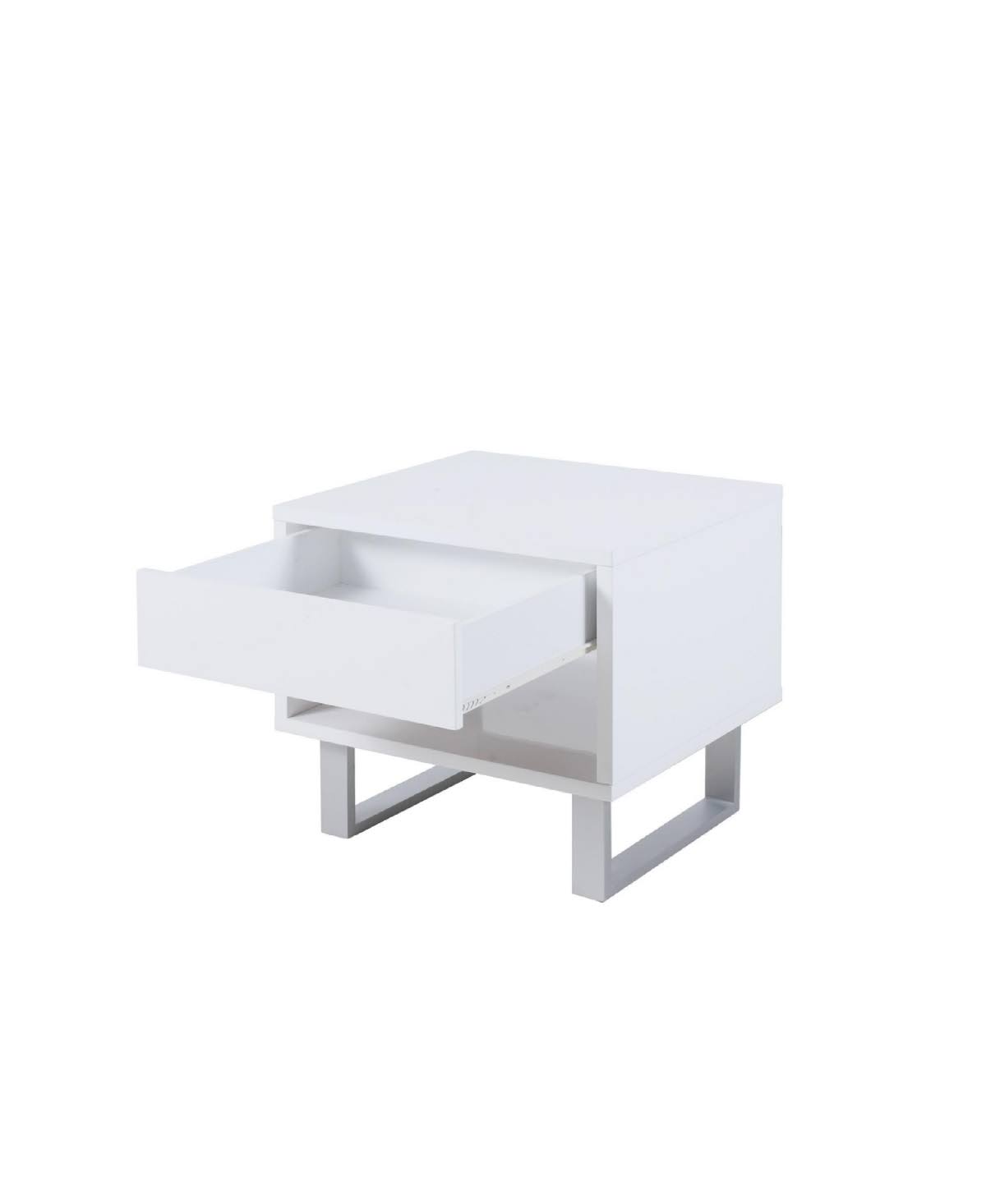 White 1-Drawer Rectangular End Table H166