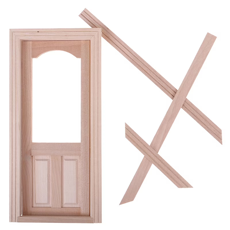 1:12 Unpainted Wooden Dollhouse Door K236730