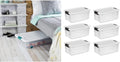 32 quart/30 L Latching Box with Clear Base, White Lid and Colored Latches, 6-Pack Z3893
