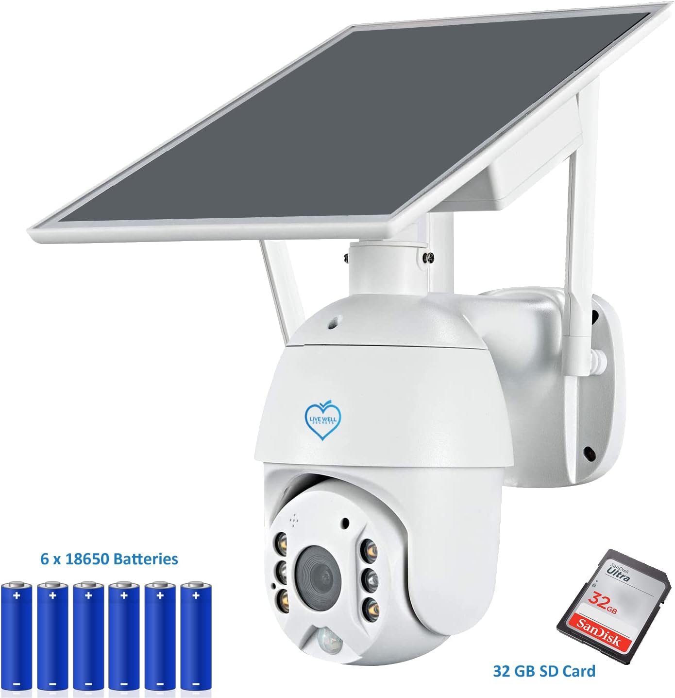 Outdoor Solar WiFi Security Camera with 6 x 18650 Batteries V778