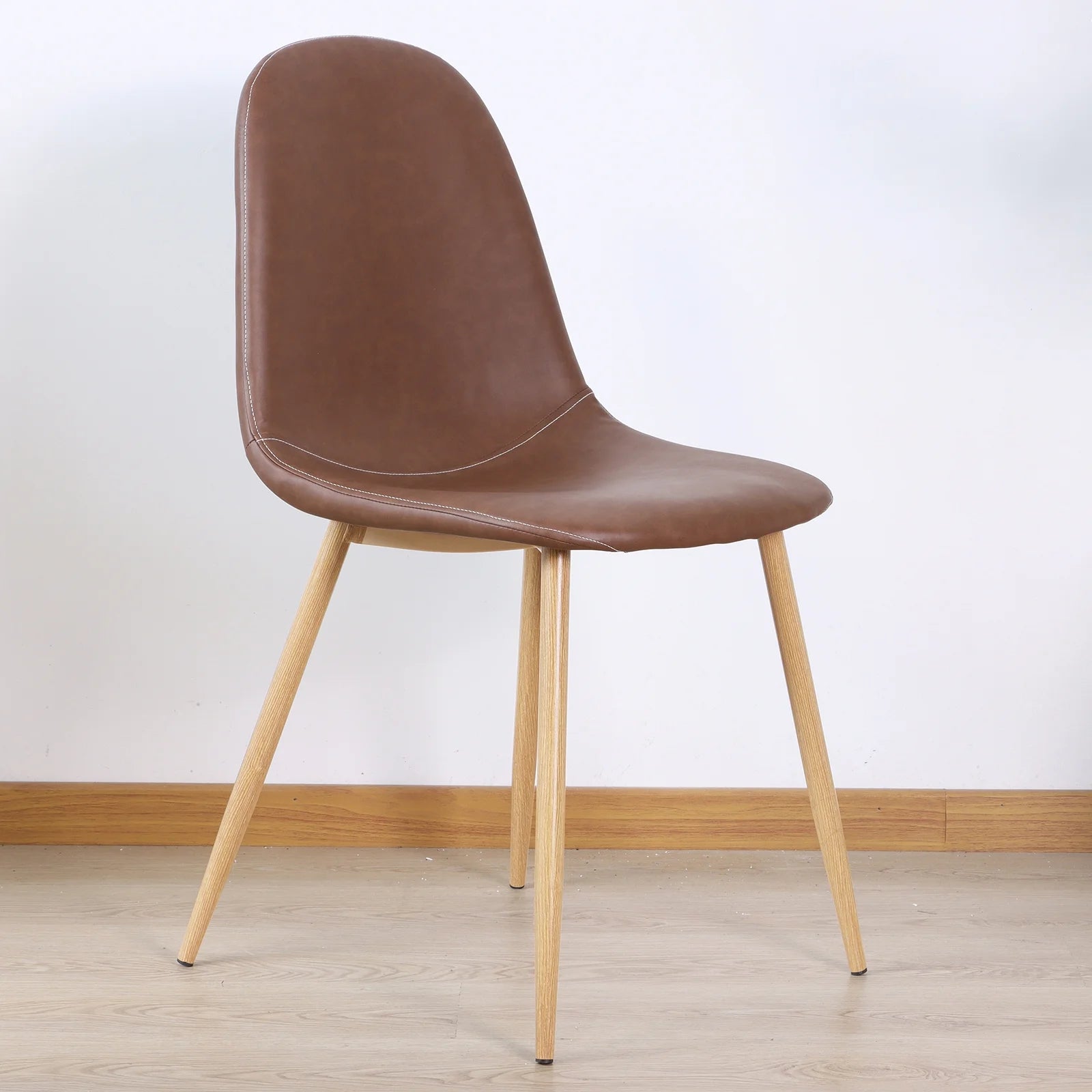 Brown PU Upholstered Dining Chair Set of 2 S2776