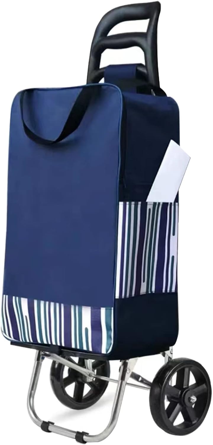 Foldable Cart with Aluminum Frame, Waterproof Canvas, 8 Wheel, Navy Blue, Pack of 2 K67141