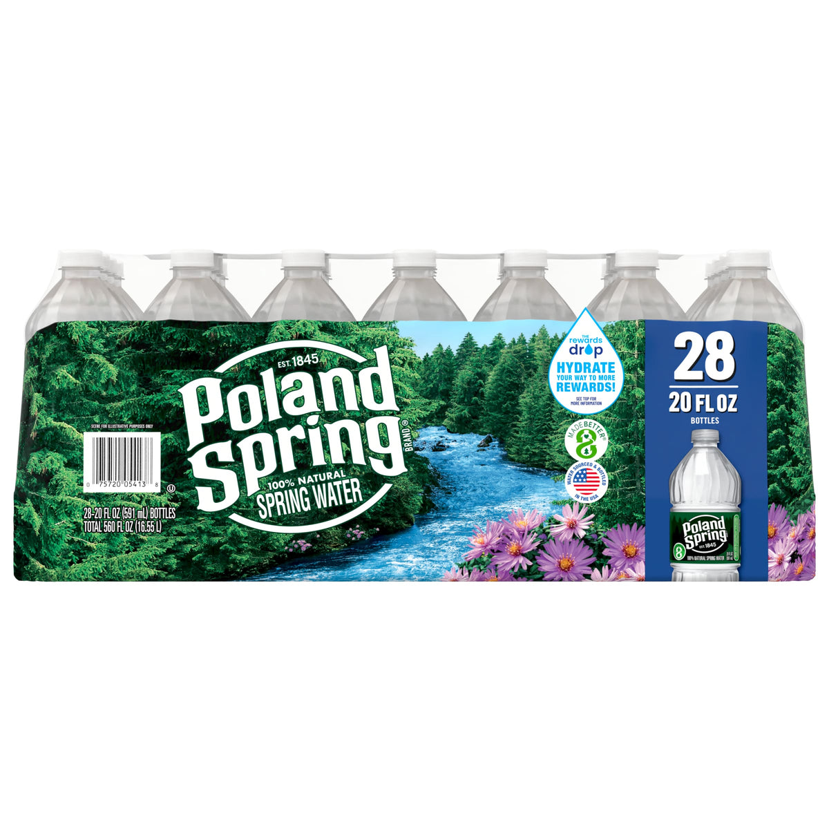 20 Ounce Natural Spring Water Plastic Bottles (Pack of 28) U491959