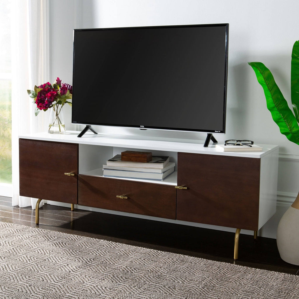 Cream White Washed Media Stand P8634