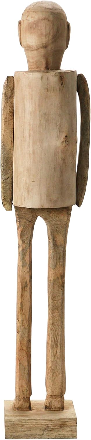 Hand-Carved Mango Wood Standing Figure Décor, Brown Pack of 2 U20721