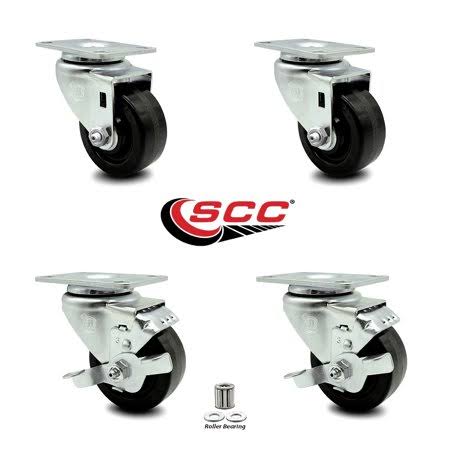 Swivel Caster Set of 4 with Roller Bearing, 2 with Brakes P989