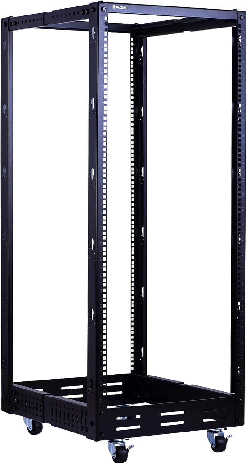 12U Open Frame Server Rack, Heavy Duty 4 Post Adjustable Depth with Casters N357825