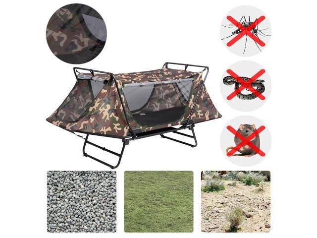 Single Tent Cot Folding Portable Waterproof Camping Hiking Bed with Rain Fly Bag H59285