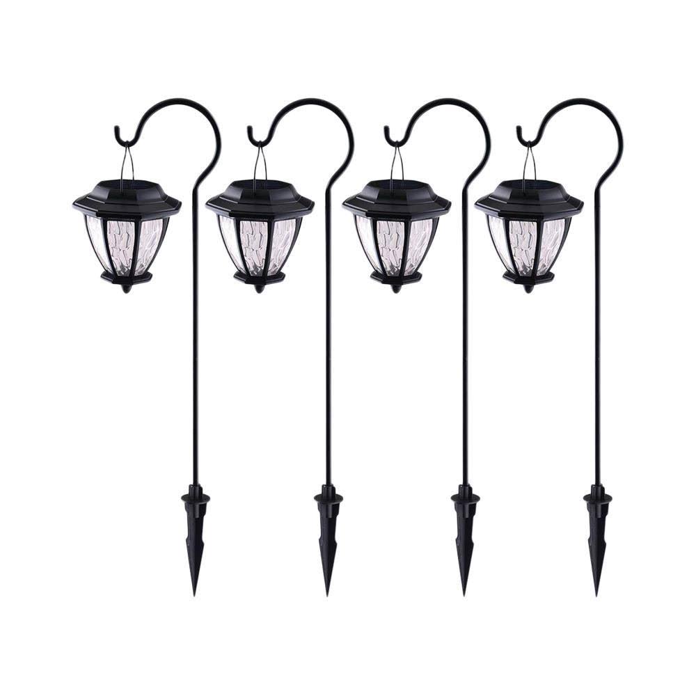 Matte Black Outdoor Integrated LED Path Light with Hammered Glass Lens (4-Pack) Y605
