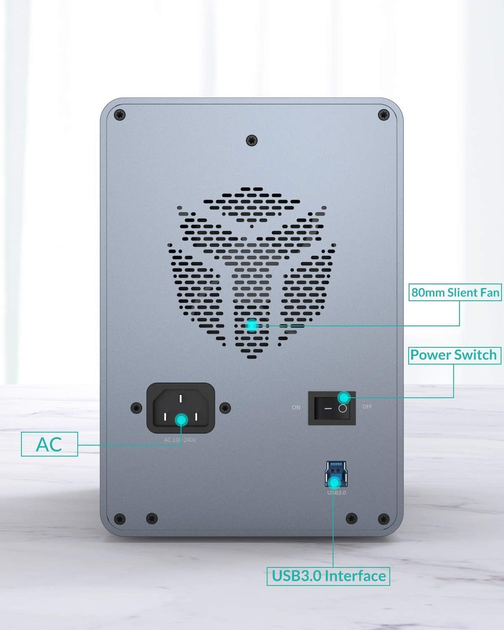 5 Bay Aluminum Alloy USB3.0 External Hard Drive Enclosure J416