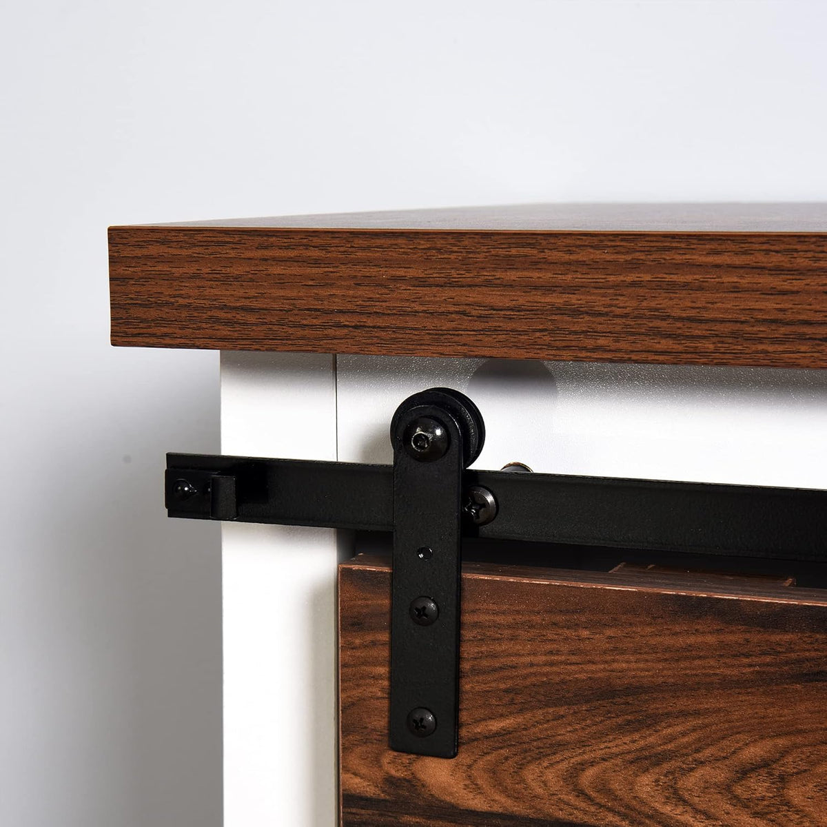 Wooden Storage Cabinet with Sliding Barn Door and Interior Shelves P4608