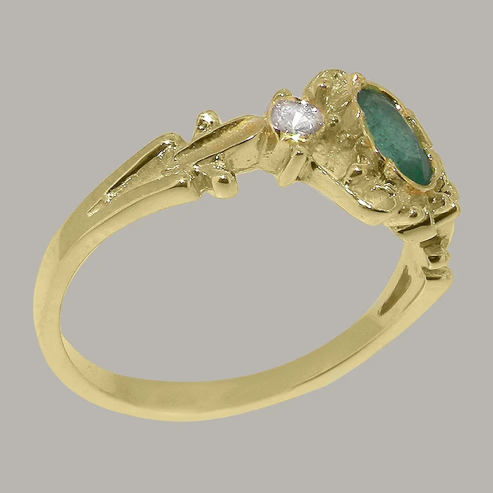 9k Yellow Gold Emerald & Diamond Engagement Ring V67026