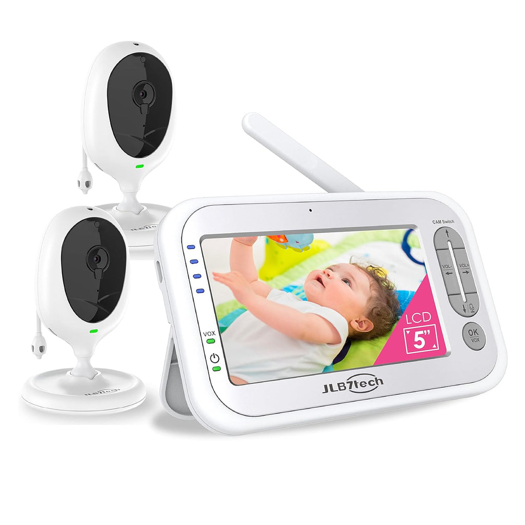 Video Baby Monitor with 2 Digital Cameras, 4.3 LCD Display, Automatic Night Vision, Two-Way Talkback, Temperature Detection, Vox, Zoom in Lens D494