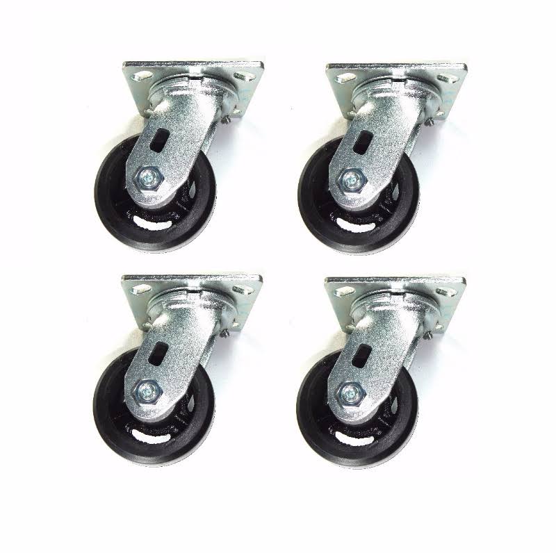 Casters with Black Rubber Wheel and Plate A6716