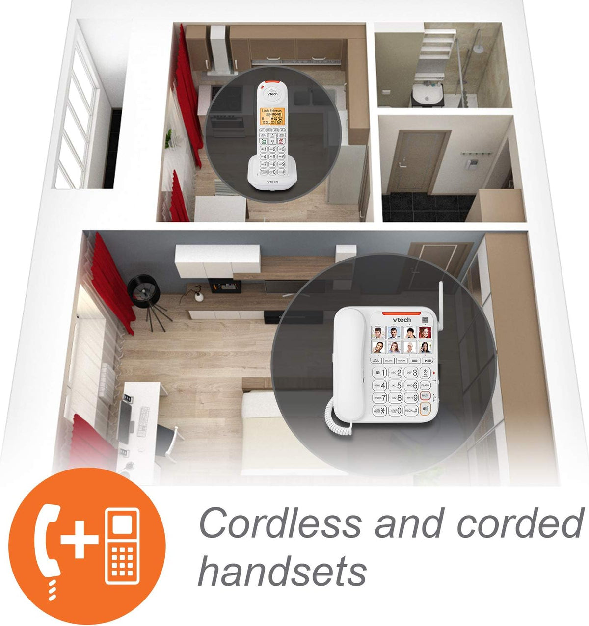 Amplified Corded/Cordless Senior Phone with Answering Machine I894