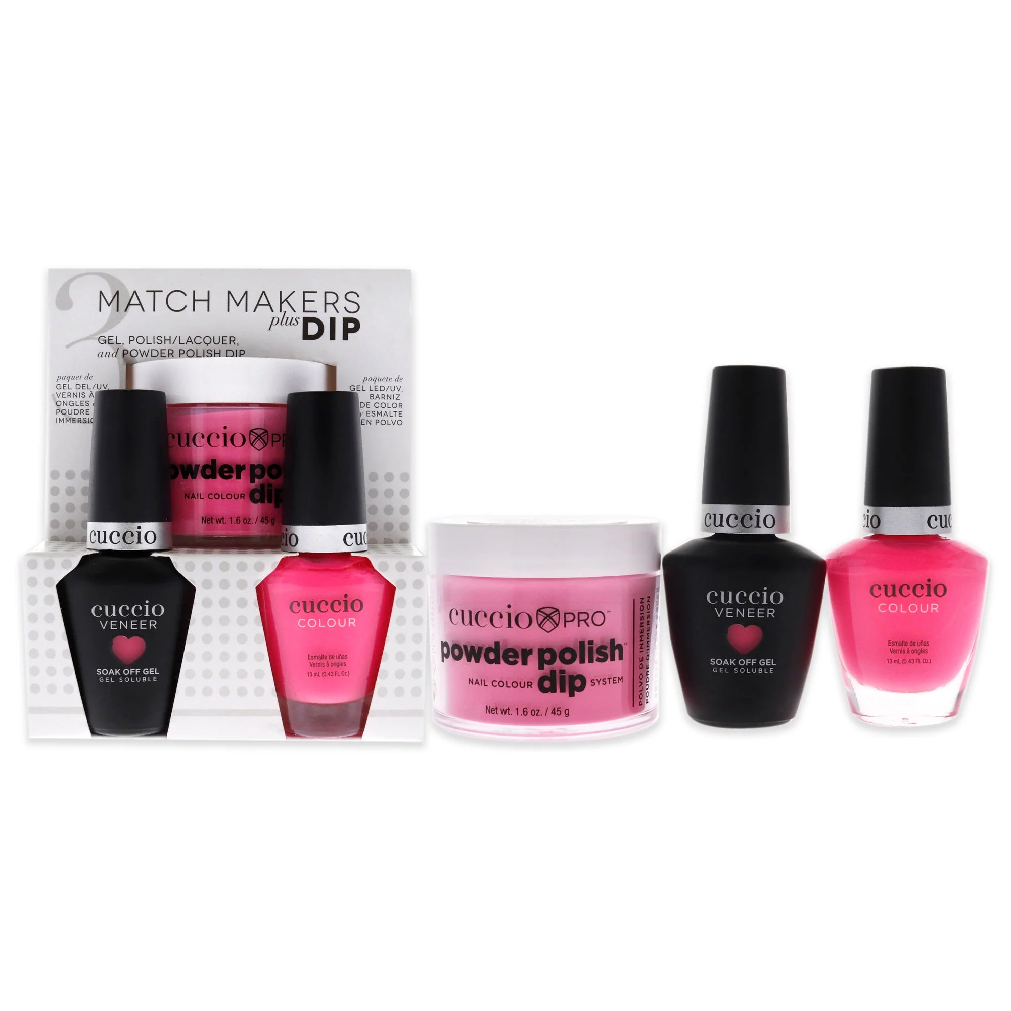 3 Pc 1.6oz Pro Powder Polish Dip System with Veneer Soak Off Gel and Colour Nail Polish O823893